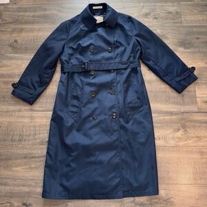 Vtg Misty Harbor Women Sz 16 Long Trench Coat Belted Overcoat Old Money
